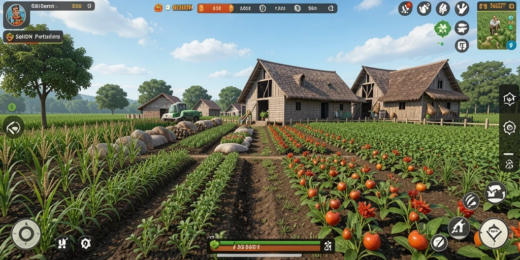 Screenshot gameplay saat pemain merawat tanaman di kebun.
