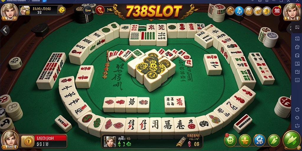 Tampilan gameplay Mahjong yang menarik di 738SLOT.