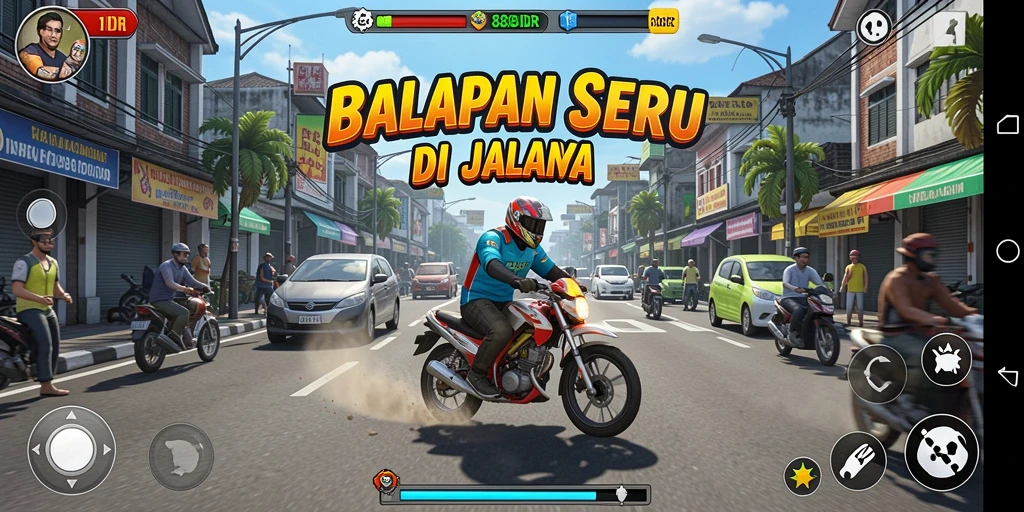 Tampilan gameplay balapan yang seru di 888IDR.
