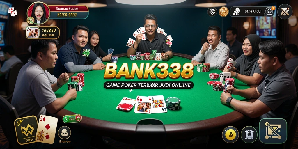 Tampilan screenshot utama BANK338 dengan gameplay poker yang seru.