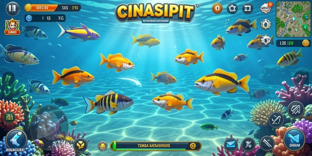 Tampilan seru dari gameplay Tembak Ikan CINASIPIT yang menarik.
