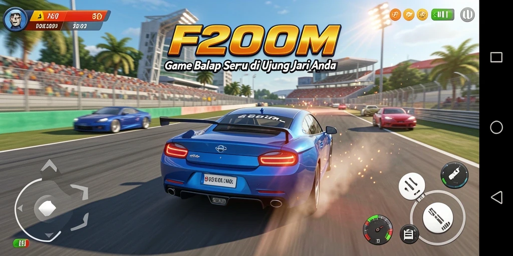 Gameplay balapan seru dan mendebarkan di F200M.