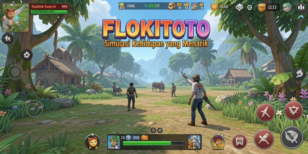 Tampilan menarik dari gameplay FLOKITOTO yang menggambarkan interaksi karakter.