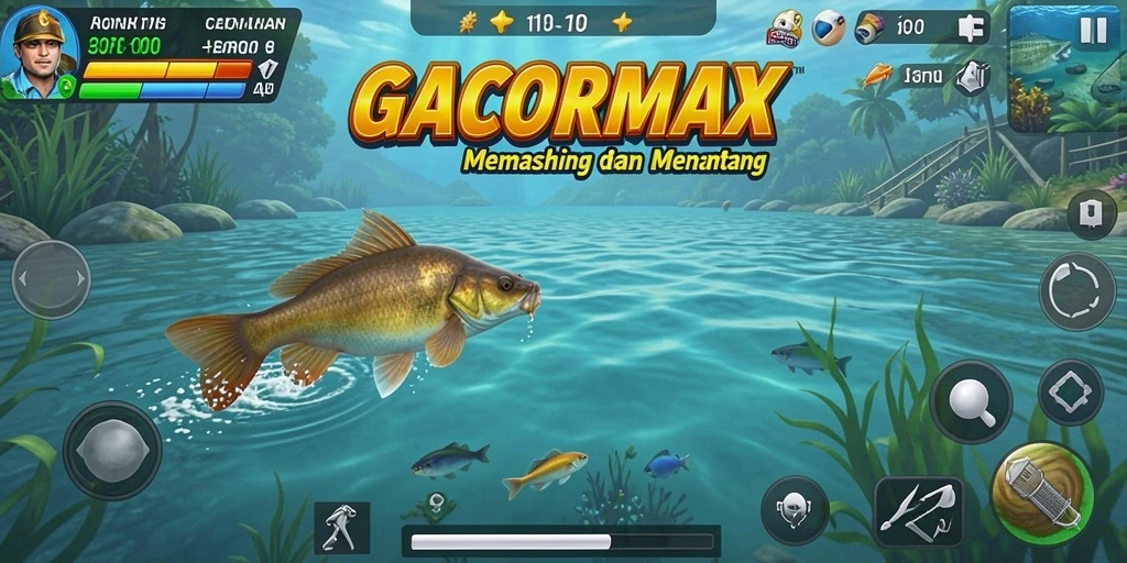Tampilan gameplay GACORMAX yang menampilkan aksi memancing seru.