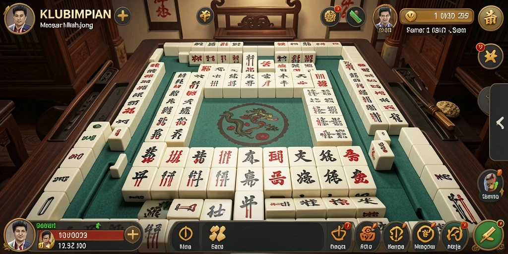Screenshot KLUBIMPIAN menampilkan gameplay Mahjong yang menarik.
