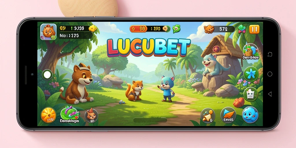 Screenshot utama menampilkan gameplay seru dan penuh warna dari LUCUBET.