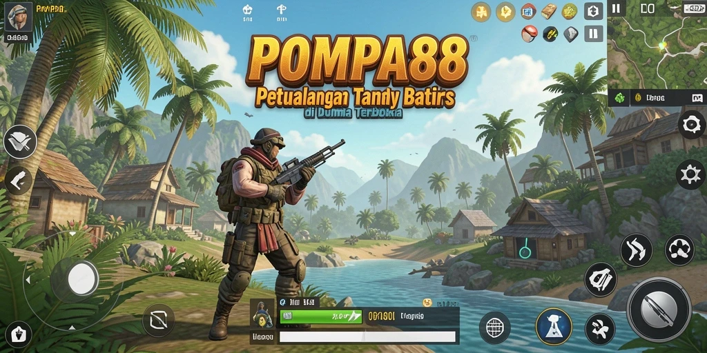 Screenshot gameplay POMPA88 menampilkan dunia terbuka yang luas dan indah.