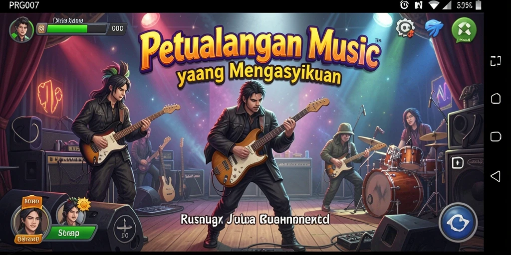 Tampilan gameplay PRG007 yang penuh warna dan interaktif saat memainkan musik.
