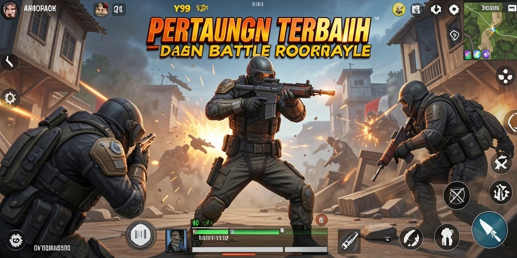 Screenshot Y89 menampilkan aksi seru dalam pertempuran Battle Royale.